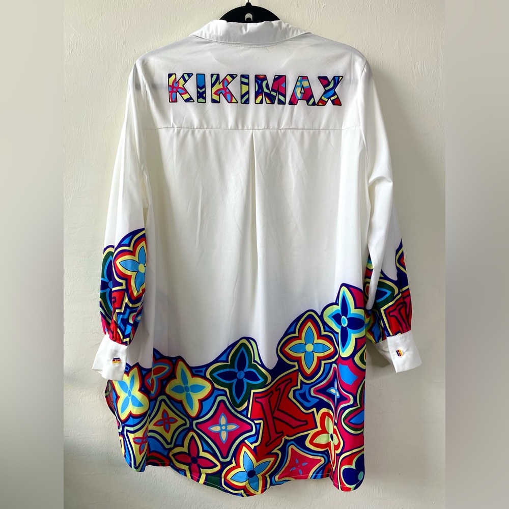 LAST CHANCE SALE! Lace White Tunic Colorful Floral Mosaic Tile Kikimax Blouse